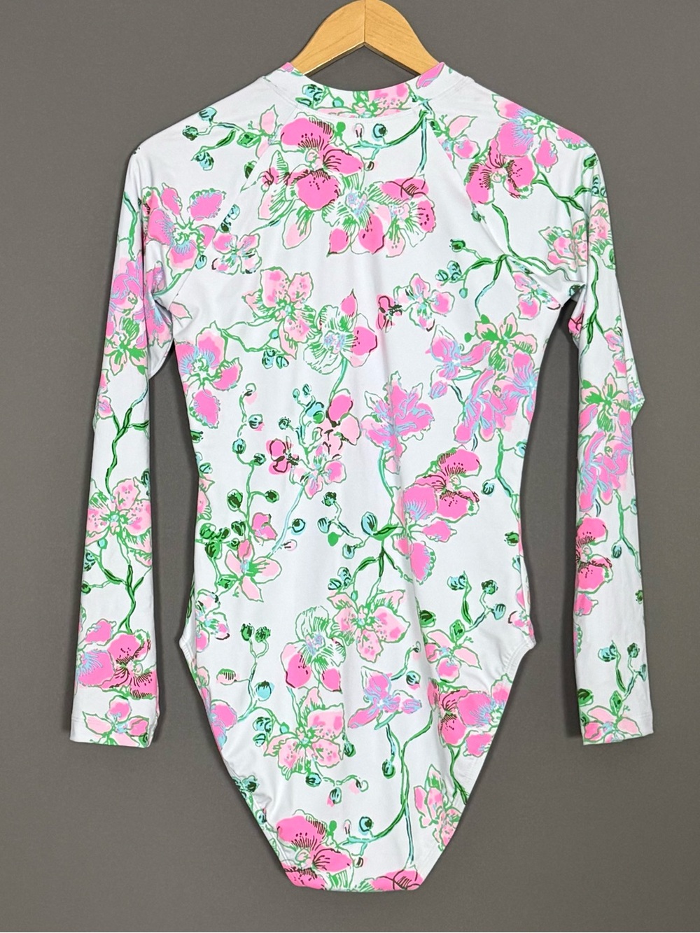 Lilly Pulitzer Randee Rashguard One Piece Swimsuit UPF 50+ Floral White 8 M NEW - Picture 3 of 12